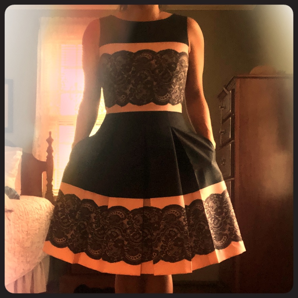 Black and Pink Tahari dress